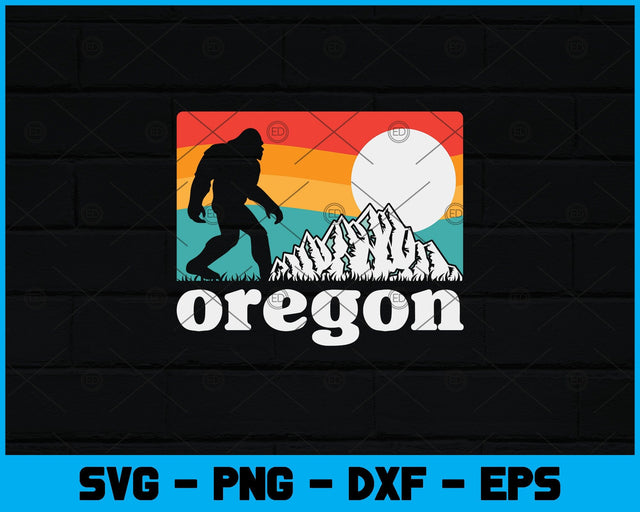 Oregon Pride Bigfoot Mountains 80's Vintage Nature Svg Design SVG artprintfile 