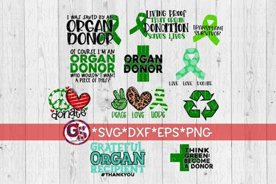 Organ Donor Bundle SVG DXF EPS PNG SVG Greedy Stitches 