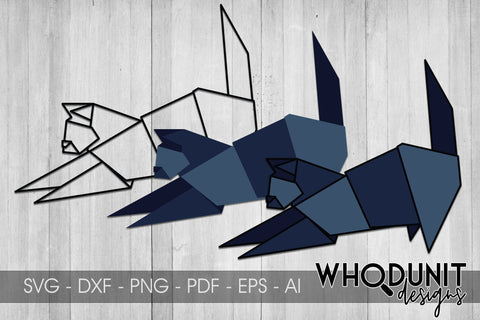 Origami Cat SVG | Geometric Cat SVG SVG Whodunit Designs 