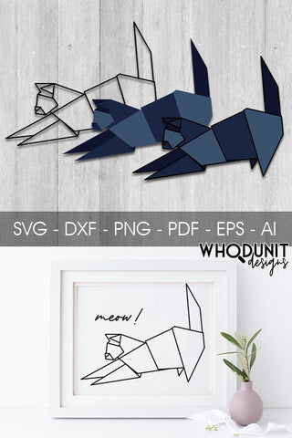 Origami Cat SVG | Geometric Cat SVG SVG Whodunit Designs 