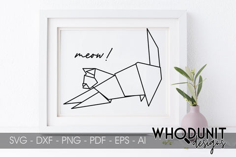 Origami Cat SVG | Geometric Cat SVG SVG Whodunit Designs 