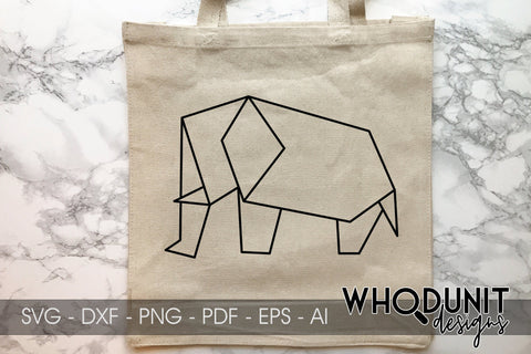 Origami Elephant SVG | Geometric Elephant SVG SVG Whodunit Designs 