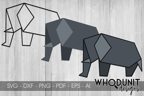 Origami Elephant SVG | Geometric Elephant SVG SVG Whodunit Designs 