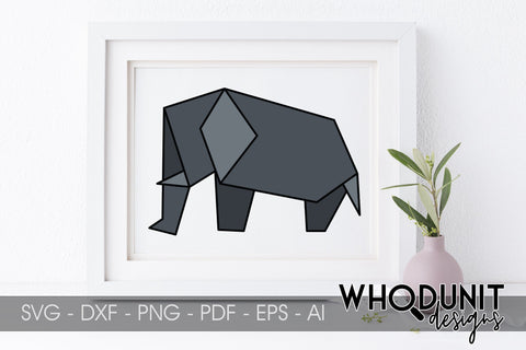 Origami Elephant SVG | Geometric Elephant SVG SVG Whodunit Designs 