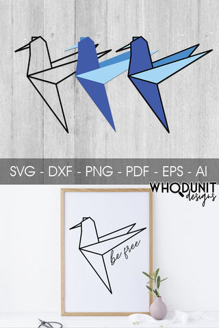 Origami Hummingbird SVG | Geometric Hummingbird SVG SVG Whodunit Designs 