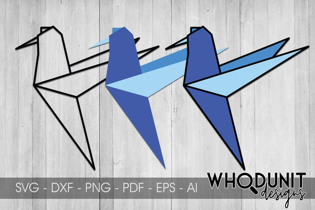 Origami Hummingbird SVG | Geometric Hummingbird SVG SVG Whodunit Designs 