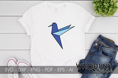 Origami Hummingbird SVG | Geometric Hummingbird SVG SVG Whodunit Designs 