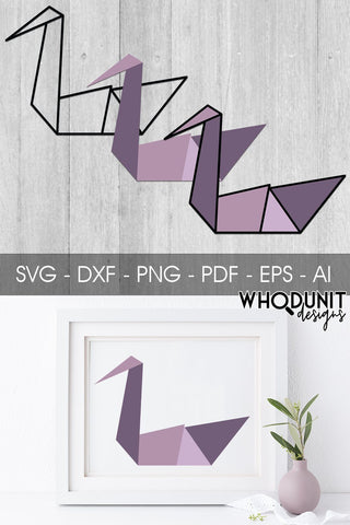 Origami Swan SVG | Geometric Swan SVG SVG Whodunit Designs 