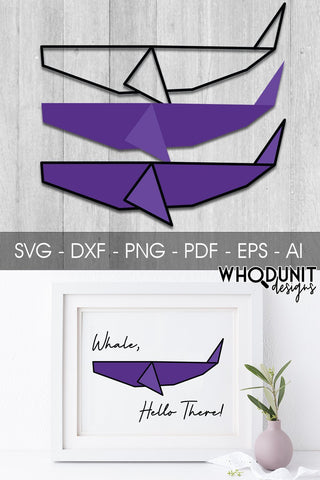 Origami Whale SVG | Geometric Whale SVG SVG Whodunit Designs 