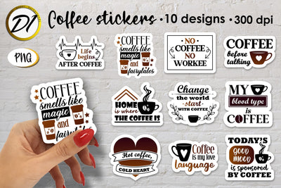 Original coffee stickers | Coffee lovers Bundle Design | Cute&Funny Coffee Quotes SVG Evgenyia Guschina 