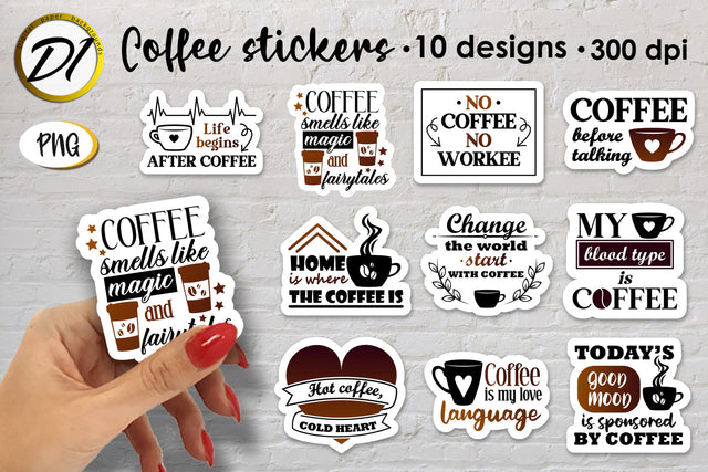 Original coffee stickers | Coffee lovers Bundle Design | Cute&Funny Coffee Quotes SVG Evgenyia Guschina 