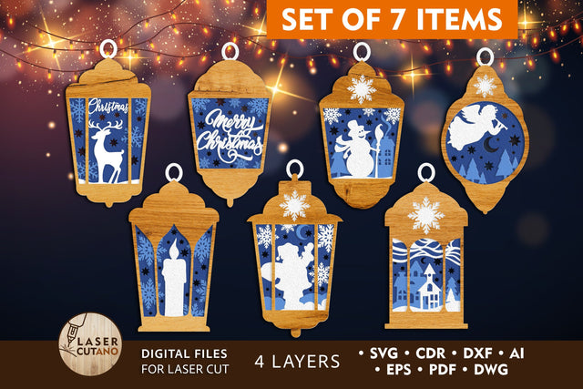 Ornament Christmas Bundle Multilayer Laser Cut Files, Mandala, Round Sign SVG, 3D Designs, Mini Design Bundles SVG LaserCutano 