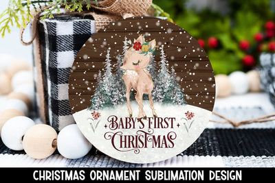 Ornament PNG - Deer Baby's 1st Christmas Sublimation BijouBay 
