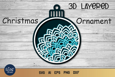 Ornaments SVG, 3D Layered SVG Mandala, Christmas Ornaments. SVG Elinorka 