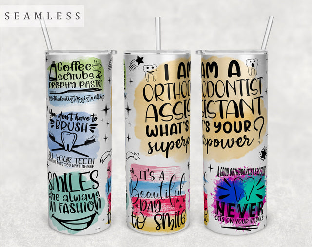 Orthodontist Assistant Tumbler Wrap, 20oz Skinny Tumbler Sublimation Design, Orthodontist Assistant Tumbler PNG Sublimation HappyDesignStudio 
