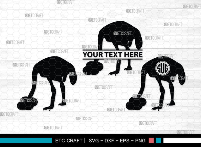 Ostrich Head in Sand Monogram, Ostrich Head in Sand Silhouette, Ostrich Head in Sand SVG, Ostrich Svg, Ostrich Bird Svg, Bird Svg, SB00297 SVG ETC Craft 