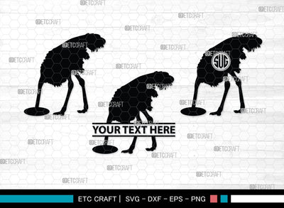 Ostrich Head in Sand Monogram, Ostrich Head in Sand Silhouette, Ostrich Head in Sand SVG, Ostrich Svg, Ostrich Bird Svg, Bird Svg, SB00297 SVG ETC Craft 