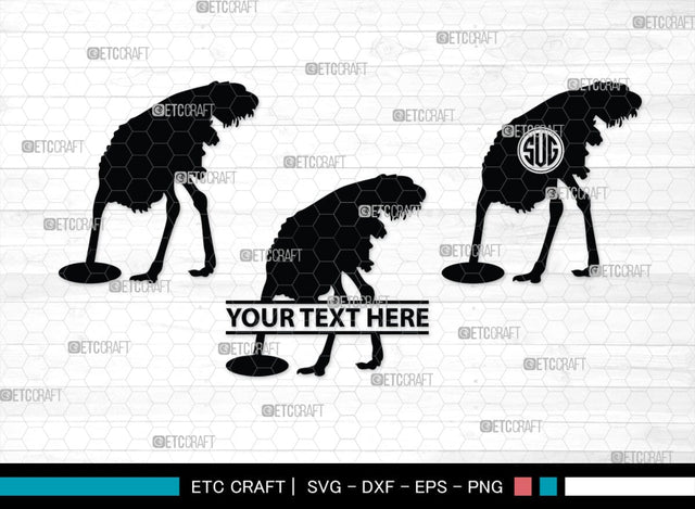 Ostrich Head in Sand Monogram, Ostrich Head in Sand Silhouette, Ostrich Head in Sand SVG, Ostrich Svg, Ostrich Bird Svg, Bird Svg, SB00297 SVG ETC Craft 