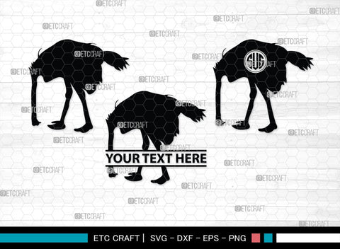 Ostrich Head in Sand Monogram, Ostrich Head in Sand Silhouette, Ostrich Head in Sand SVG, Ostrich Svg, Ostrich Bird Svg, Bird Svg, SB00297 SVG ETC Craft 