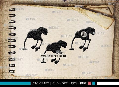 Ostrich Head in Sand Monogram, Ostrich Head in Sand Silhouette, Ostrich Head in Sand SVG, Ostrich Svg, Ostrich Bird Svg, Bird Svg, SB00297 SVG ETC Craft 
