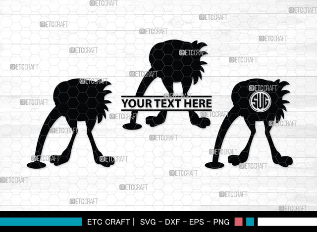 Ostrich Head in Sand Monogram, Ostrich Head in Sand Silhouette, Ostrich Head in Sand SVG, Ostrich Svg, Ostrich Bird Svg, Bird Svg, SB00297 SVG ETC Craft 