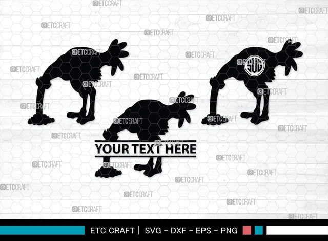 Ostrich Head in Sand Monogram, Ostrich Head in Sand Silhouette, Ostrich Head in Sand SVG, Ostrich Svg, Ostrich Bird Svg, Bird Svg, SB00297 SVG ETC Craft 