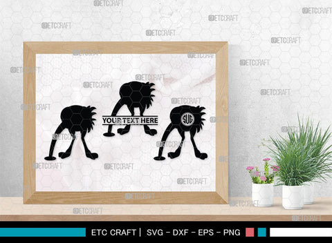 Ostrich Head in Sand Monogram, Ostrich Head in Sand Silhouette, Ostrich Head in Sand SVG, Ostrich Svg, Ostrich Bird Svg, Bird Svg, SB00297 SVG ETC Craft 