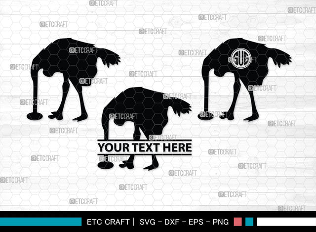 Ostrich Head in Sand Monogram, Ostrich Head in Sand Silhouette, Ostrich Head in Sand SVG, Ostrich Svg, Ostrich Bird Svg, Bird Svg, SB00297 SVG ETC Craft 