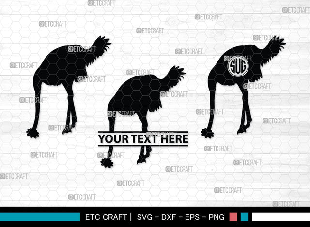 Ostrich Head in Sand Monogram, Ostrich Head in Sand Silhouette, Ostrich Head in Sand SVG, Ostrich Svg, Ostrich Bird Svg, Bird Svg, SB00297 SVG ETC Craft 