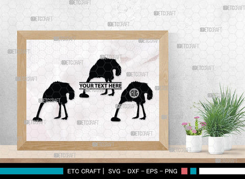 Ostrich Head in Sand Monogram, Ostrich Head in Sand Silhouette, Ostrich Head in Sand SVG, Ostrich Svg, Ostrich Bird Svg, Bird Svg, SB00297 SVG ETC Craft 