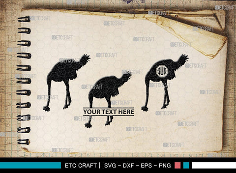 Ostrich Head in Sand Monogram, Ostrich Head in Sand Silhouette, Ostrich Head in Sand SVG, Ostrich Svg, Ostrich Bird Svg, Bird Svg, SB00297 SVG ETC Craft 