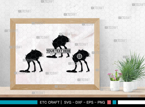 Ostrich Head in Sand Monogram, Ostrich Head in Sand Silhouette, Ostrich Head in Sand SVG, Ostrich Svg, Ostrich Bird Svg, Bird Svg, SB00297 SVG ETC Craft 