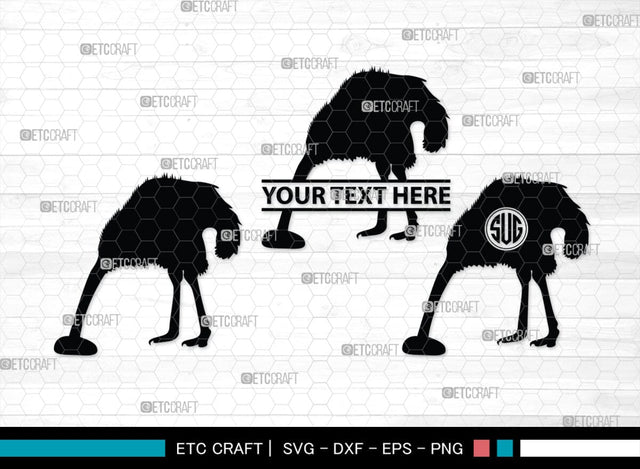 Ostrich Head in Sand Monogram, Ostrich Head in Sand Silhouette, Ostrich Head in Sand SVG, Ostrich Svg, Ostrich Bird Svg, Bird Svg, SB00297 SVG ETC Craft 