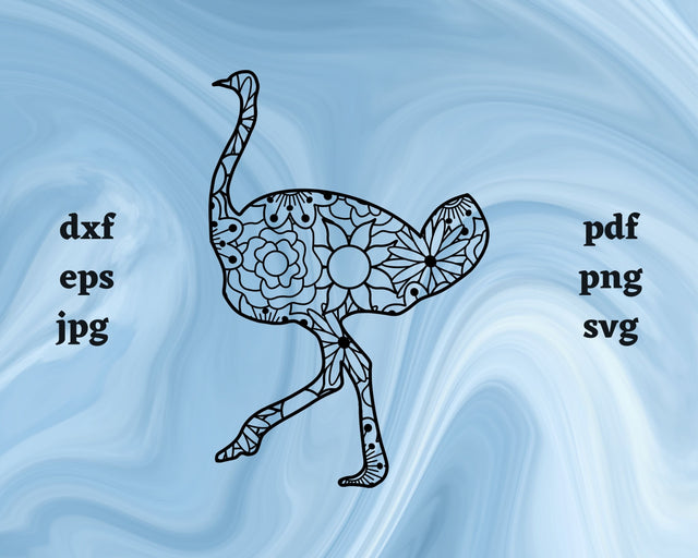 Ostrich Mandala SVG Cut File SVG Northern Light SVG 