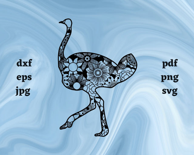 Ostrich Mandala SVG Cut File SVG Northern Light SVG 