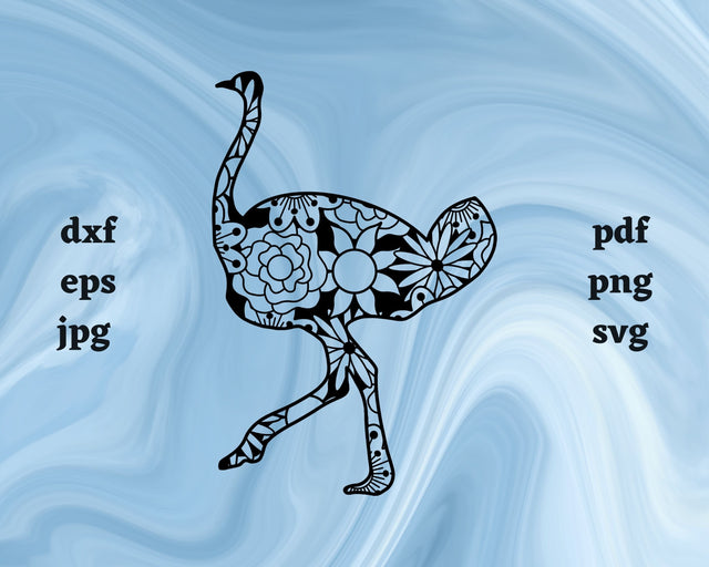 Ostrich Mandala SVG Cut File SVG Northern Light SVG 