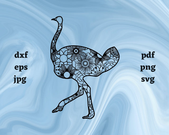 Ostrich Mandala SVG Cut File SVG Northern Light SVG 
