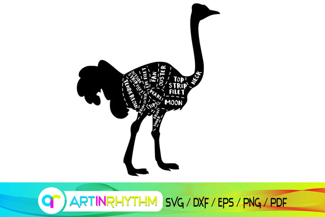 ostrich svg, butcher svg, meat cut, meat chart SVG Artinrhythm shop 