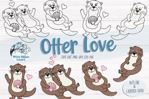 Otter Love SVG Bundle SVG Wispy Willow Designs 