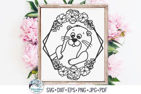 Otter with Flowers SVG SVG Wispy Willow Designs 