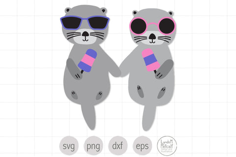 Otters and Ice Cream svg, Summer Otters svg SVG Lynda M Metcalf 