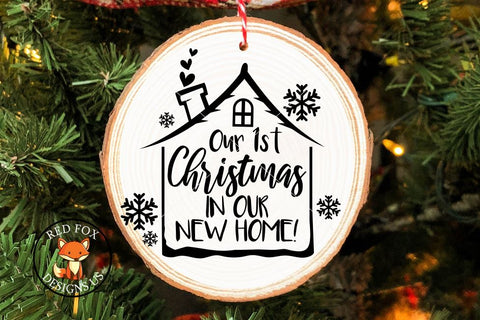 Our 1st christmas in Our new Home svg, Housewarming svg, house home svg, house roof snow, diy sign, Diy ornament, cute homeowner svg file SVG RedFoxDesignsUS 