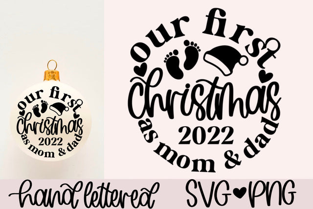 Our first christmas as mom and dad svg, new parents christmas svg, first christmas as parents svg, hand lettered svg, first xmas parents svg SVG AnitaAlyiaLettering 