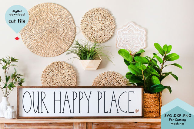 Our Happy Place Farmhouse Hand Lettered SVG Cut File SVG Lettershapes 