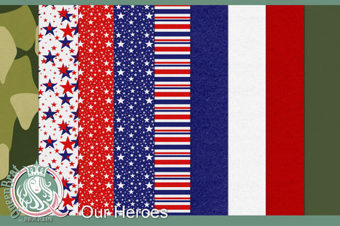 Our Heroes Patriotic Papers Digital Pattern QueenBrat Digital Designs 