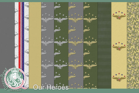 Our Heroes Patriotic Papers Digital Pattern QueenBrat Digital Designs 