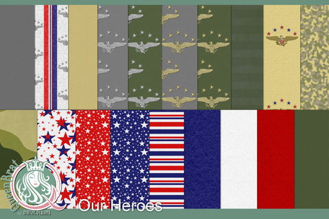 Our Heroes Patriotic Papers Digital Pattern QueenBrat Digital Designs 