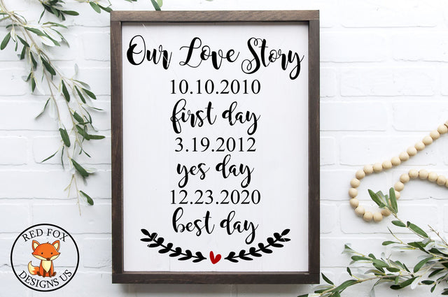 Our Love Story SVG, First Yes Best Day, Important Dates SVG SVG RedFoxDesignsUS 
