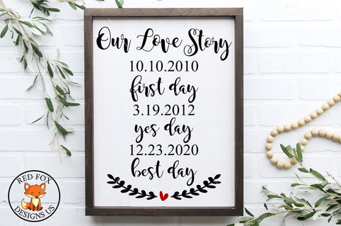 Our Love Story SVG, First Yes Best Day, Important Dates SVG SVG RedFoxDesignsUS 