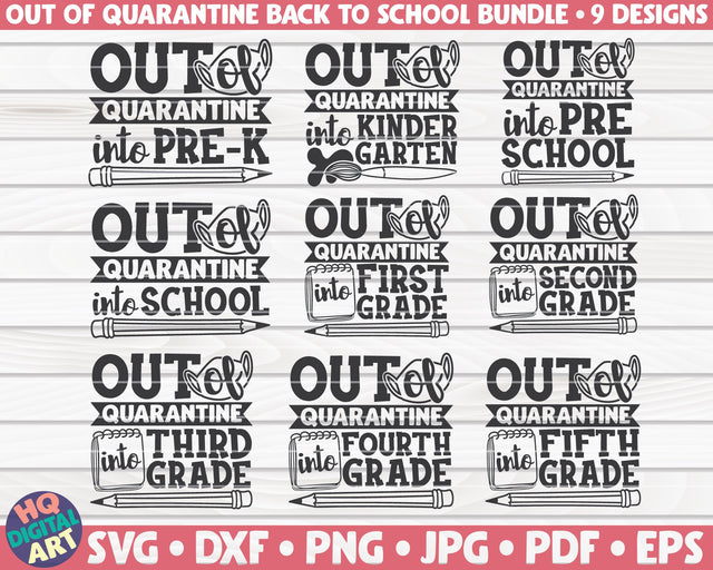 Out of quarantine Back to school SVG Bundle | 9 designs SVG HQDigitalArt 